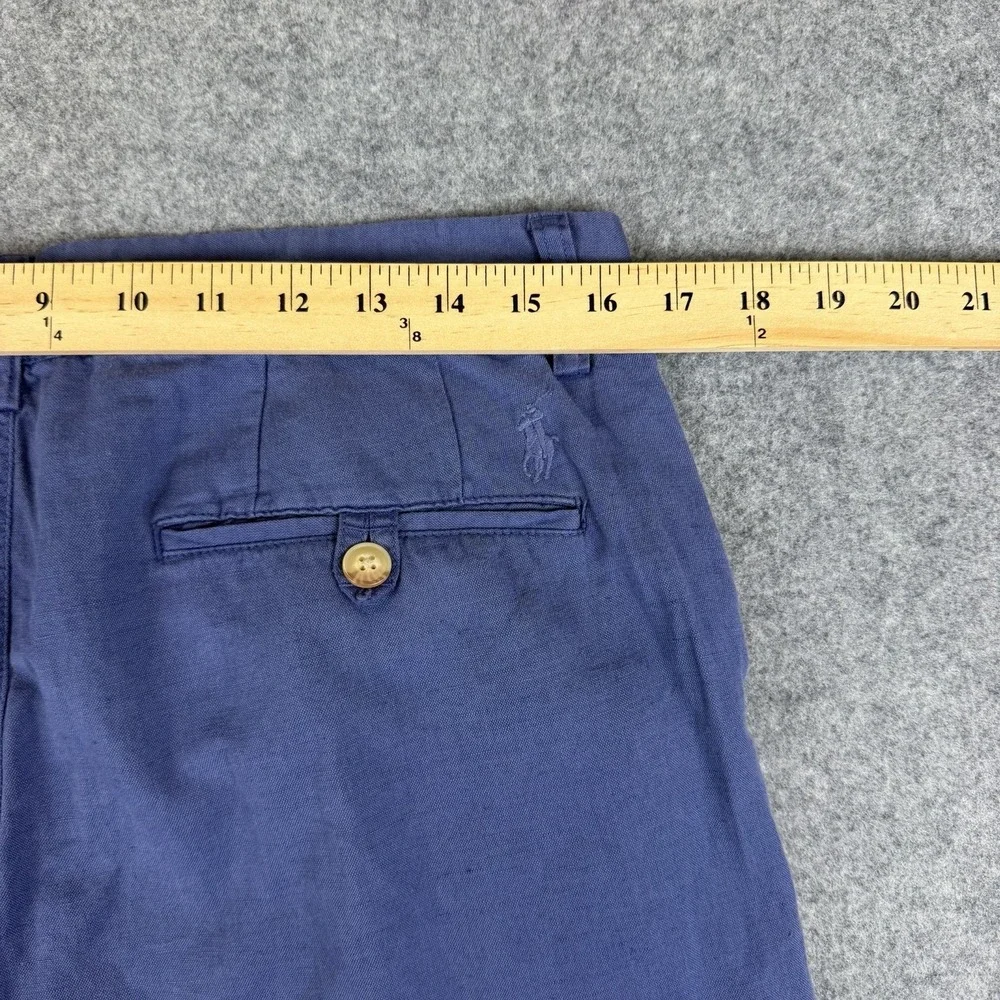 Polo Ralph Lauren Pants 32x30 Straight Fit Blue Linen Cotton Chino Slacks Men